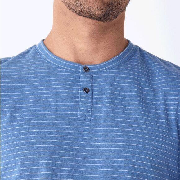 Thread 4 Thought Topview Stripe Triblend SS Henley Blue L NWT Stitch Fix - Picture 2 of 8